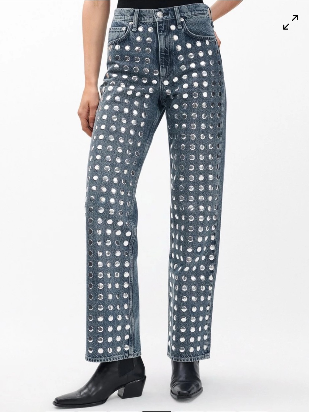 Rag & Bone The Shea High-Rise Relaxed Straight Studded Jeans